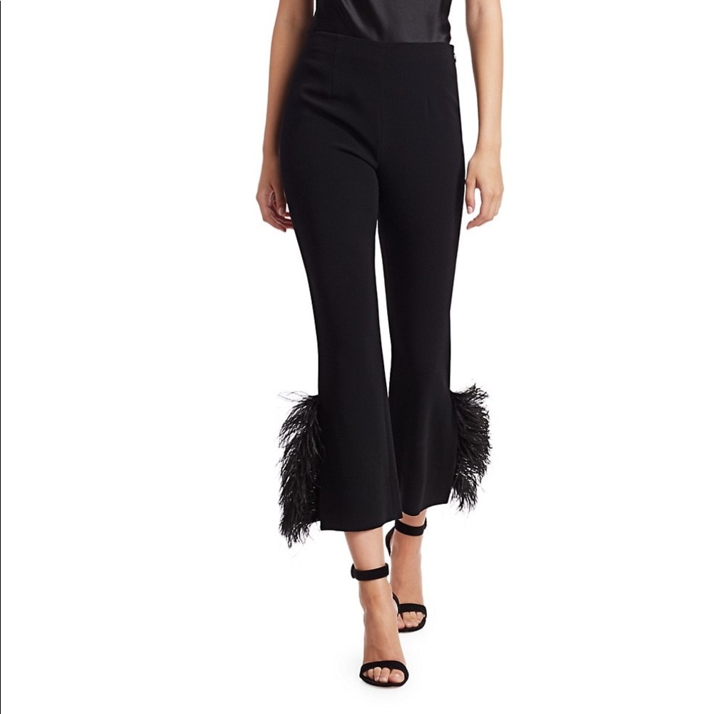 cinq a sept Portia Feather-Cuff Crop Flare Pants